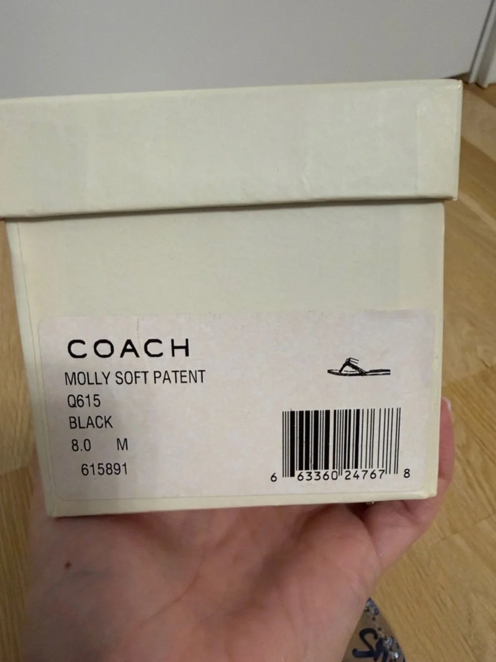 Coach Brown Logo Print Flip Flop Sandals with Black Glossy Straps and Gold Charm - Picture 2 of 5